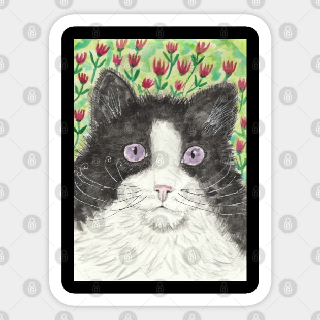 Cute  cat face  purple eyes Sticker by SamsArtworks